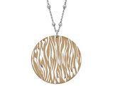 Sterling Silver Circle Disc Zebra Print Necklace Pendant with Chain ( 19 inches)